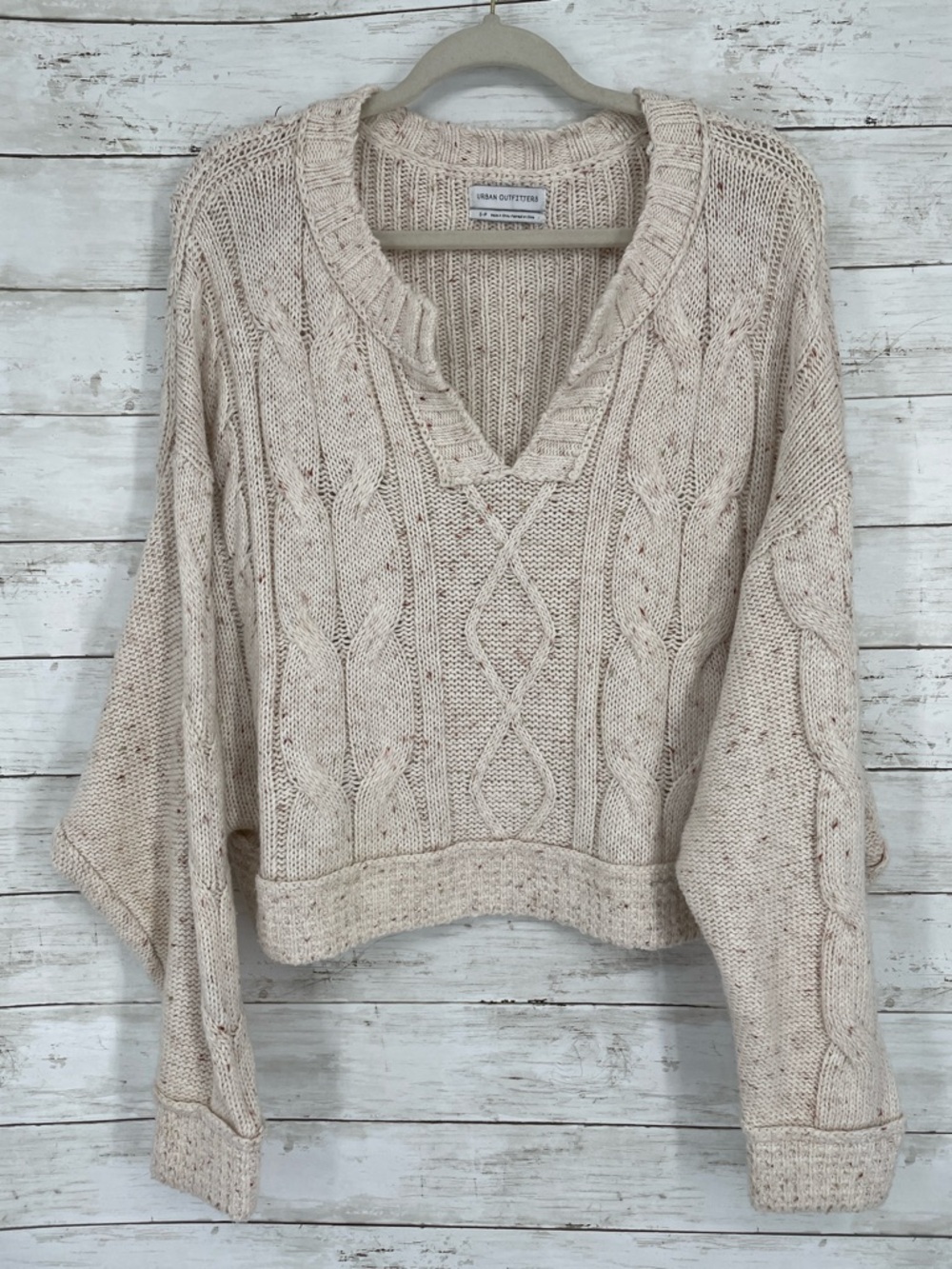 Urban Outfitters Speckled Cream Cable Knit Cropped Sweater Size S/P